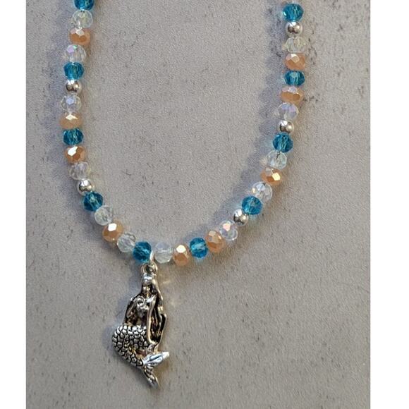 Mermaid Charm Beach Glass Beaded Anklet - Picture 1 of 2